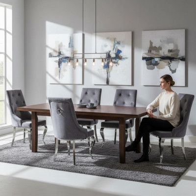 6x Židle Chesterfield Designer Polstrové židle Tkaný nábytek Nový