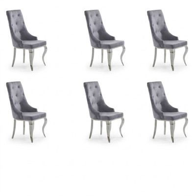 6x Židle Chesterfield Designer Polstrové židle Tkaný nábytek Nový