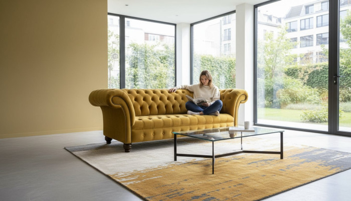 Chesterfield 3místná designová pohovka s čalouněním, pohovky, látkové pohovky