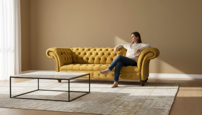 Luxus pohovka Chesterfield 2x 2místná pohovka Textil Moderní pohovky Nová sestava