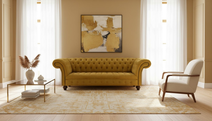Luxus pohovka Chesterfield 2x 2místná pohovka Textil Moderní pohovky Nová sestava