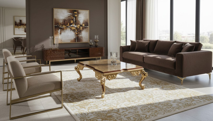 Barock Couchtisch Holz Tische Möbel Einrichtung Wohnzimmer Klassisch