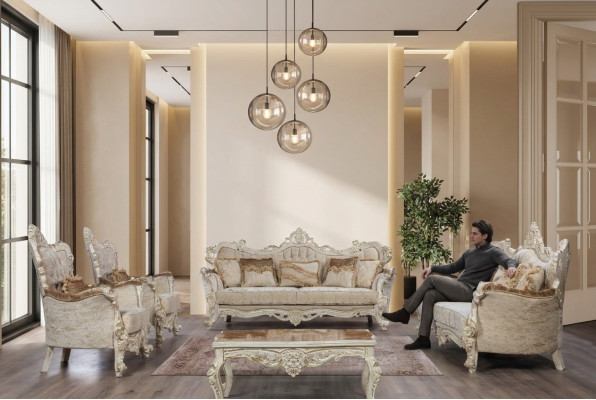 Sofagarnitur Couch Set Barock Rokoko Stil 4tlg. mit Couchtisch Möbel