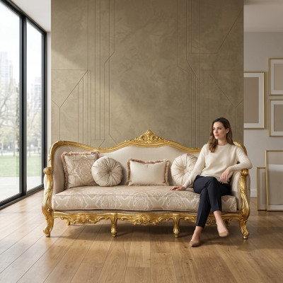 Luxus Couch Klassischer Dreisitzer Sofa Couchen Möbel Einrichtung Stoff Sofa