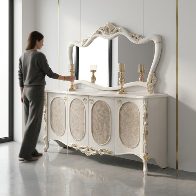 Luxus nábytek obývací pokoj komoda se zrcadlem Design konzole komoda dřevo