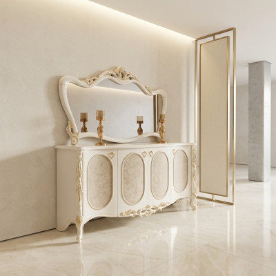 Luxus nábytek obývací pokoj komoda se zrcadlem Design konzole komoda dřevo
