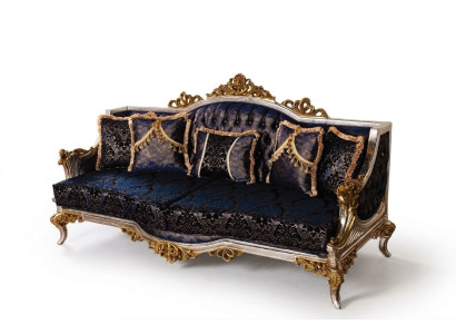 Samt Barock Dreisitzer Couch Goldener Rahmen Sofa Couchen Möbel Neu