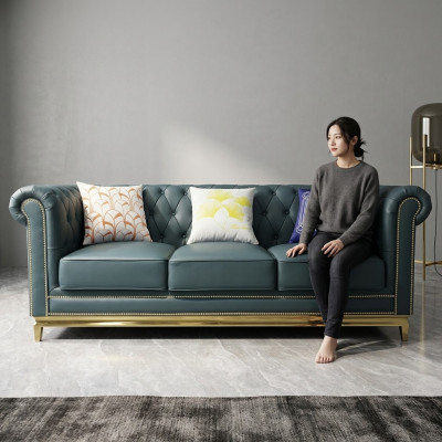 Chesterfield Sofa Couch Möbel Dreisitzer Couchen Textil Edelstahl Gestell