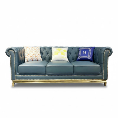 Chesterfield Sofa Couch Möbel Dreisitzer Couchen Textil Edelstahl Gestell