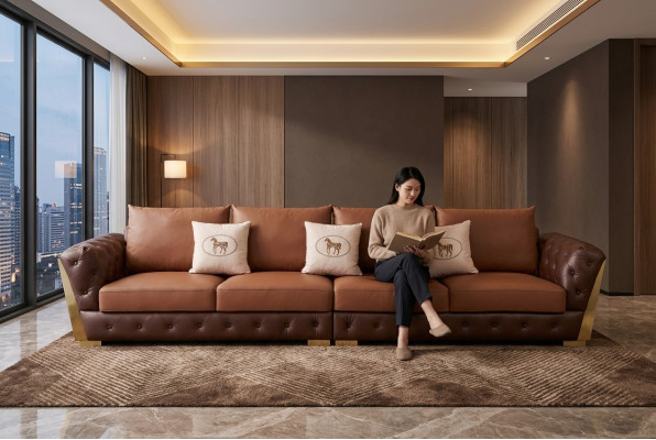 Moderner Fünfsitzer Luxus Wohnzimmer Sofa Chesterfield Design Couch