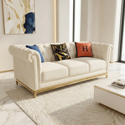 Chesterfield Textil Couch Sofa 3 Sitzer Sitz Couchen Sofas Polster Neu