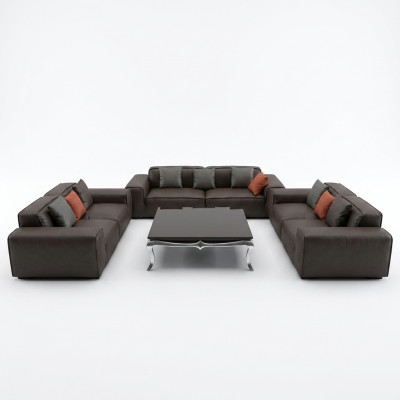 Schwarze Premium Sofagarnitur 3+3+3 Sitzer Luxus Wohnzimmer Möbel Couch