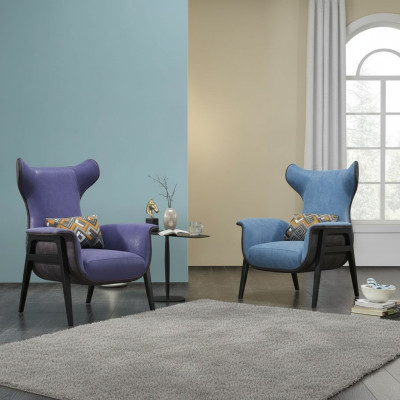 Luxus Einsitzer Sessel Blau Wohnzimmer Polstersessel Möbel Modern Design