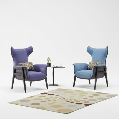 Luxus Einsitzer Sessel Blau Wohnzimmer Polstersessel Möbel Modern Design