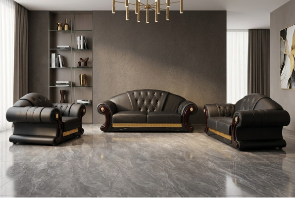 Chesterfield Sofa Couch Set 3+2+1 Kožená sedací souprava Klasický nábytek na čalounění