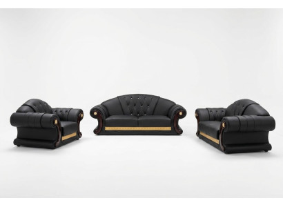 Chesterfield Sofa Couch Set 3+2+1 Kožená sedací souprava Klasický nábytek na čalounění