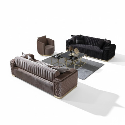 Chesterfield Sofagarnitur Couch Polster Set 3tlg. Garnitur Sofa Couchen Samt