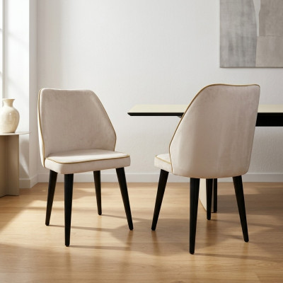 Weißer Polsterstuhl Luxus Esszimmer Einsitzer Holzfüße Designer Möbel