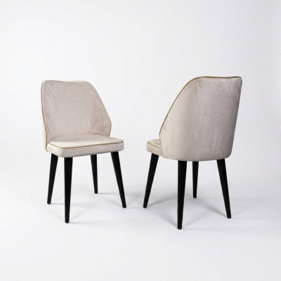 Weißer Polsterstuhl Luxus Esszimmer Einsitzer Holzfüße Designer Möbel