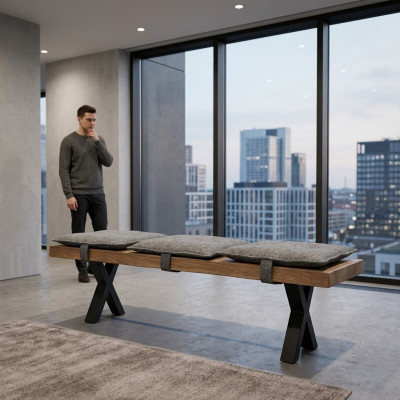 Moderne Designer-Holzbank mit gepolstertem Sitz für Esszimmer