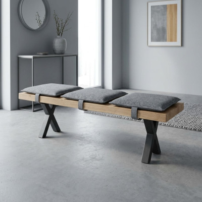 Moderne Designer-Holzbank mit gepolstertem Sitz für Esszimmer