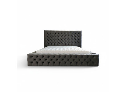 Chesterfield Grey Doppel Schlafzimmer Holzmöbel Design elegante Polsterung Stoff