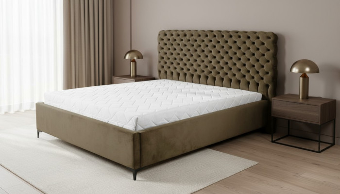 Grünes Chesterfield-Bett Klassisches Schlafzimmermöbel-Design Eleganter Stoff