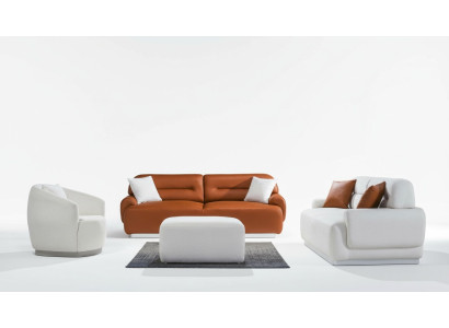 Gemütliche Sofagarnitur Wohnzimmer Couch Sitzpolster Garnitur 3+3+1 Hocker 4tlg