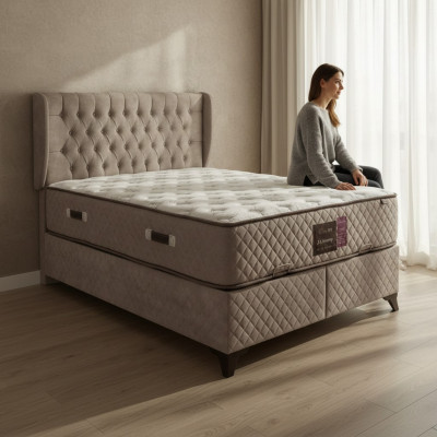 Bett Chesterfield Betten für Schlafzimmer Textil 180x200cm inkls Matratze