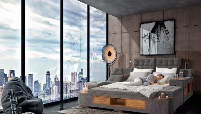 Multifunktion Bett Doppelbetten Modernes Bettgestell Betten 180x200cm Hotel Neu