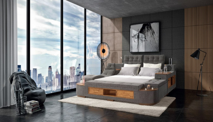 Multifunktion Bett Doppelbetten Modernes Bettgestell Betten 180x200cm Hotel Neu