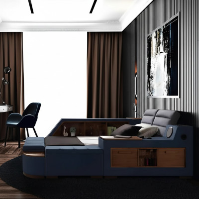 Multifunktion Bett Doppelbetten Modernes Bettgestell Betten 200x200cm Hotel Neu