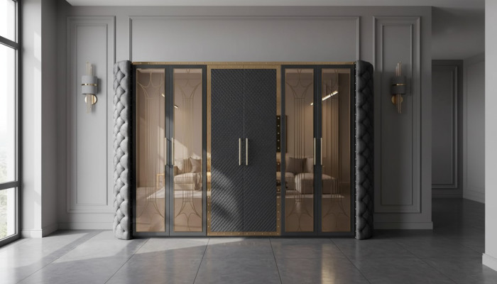 Kleiderschrank Schrank Chesterfield Designer Schränke Gepolstert 315cm