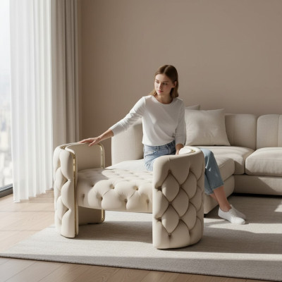Moderner Hocker Polsterfuß Möbel Wohnzimmer Weiß Design Ottomane Neu