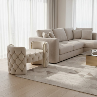 Moderner Hocker Polsterfuß Möbel Wohnzimmer Weiß Design Ottomane Neu