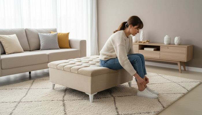 Design taburet Design polstrová nožička Ottomane sedadlo textilní Chaise Lounge