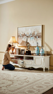 Sideboard Bílý Luxus Elegantní obývací pokoj Komoda Skříně Nízký nábytek Nový