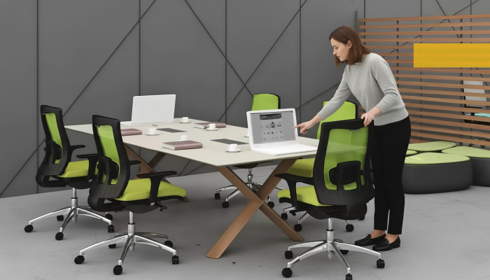 Großer Arbeitstisch Büromöbel Konferenztische Einrichtung Holzmöbel Modern
