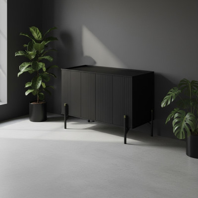 Kommode Sideboard Bürokommode Design Möbel Schrank Lowboard Büro Schwarz