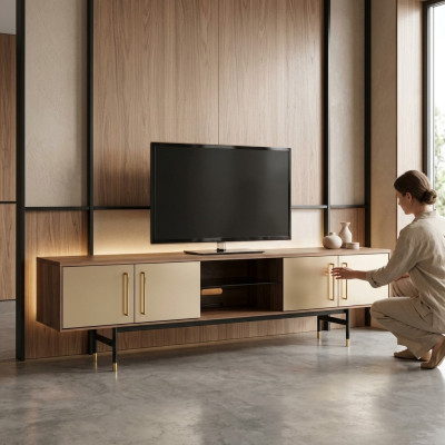 Lowboard rtv Regal Sideboard hnědý rtv Design Luxus dřevěný nábytek 260cm