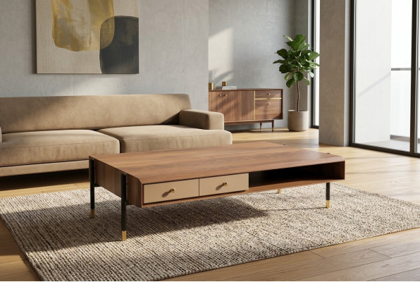 Konferenční stůl obývací pokoj dřevo luxus design Nové hnědý kávový stůl