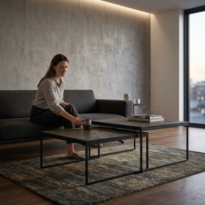Couchtisch Luxus Beistelltisch Möbel Holz Modern Wohnzimmer Design