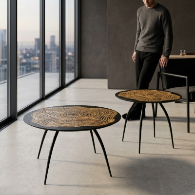 Luxus design černé stolky do obývacího pokoje s kulatými stoly.