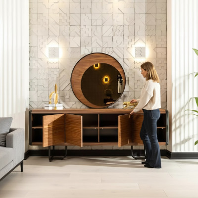 Luxus Sideboard Spiegel Holz Konsole Gruppe Schubladen Kommoden Konsolen