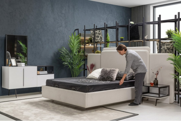 Schlafzimmer Bett 2x Nachttische Luxus Kommode Set Design Möbel 5tlg