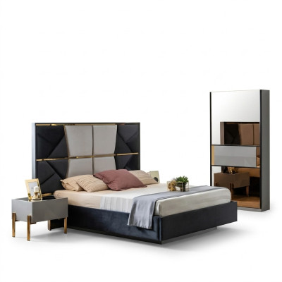 Luxus ložnice postel manželská postel design dřevěný nábytek postelový rám nový.