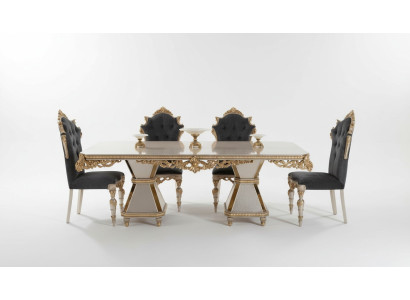 Französische Essgarnitur Sofa 4x Stühle Esszimmer Garnitur Möbel 5tlg. Set