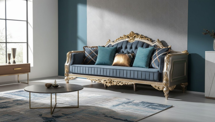 Designer 3-Sitzer Sofa im klassischen Stil für das Wohnzimmer