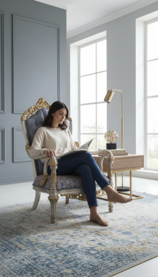 Luxuriöser Sessel im klassischen Stil für das Wohnzimmer mit goldenen dekorativen Mustern