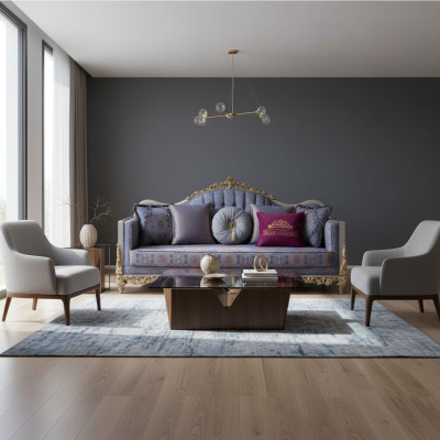 Design pohovka 3místná čalouněná luxusní klasická textilní pohovka Chesterfield.